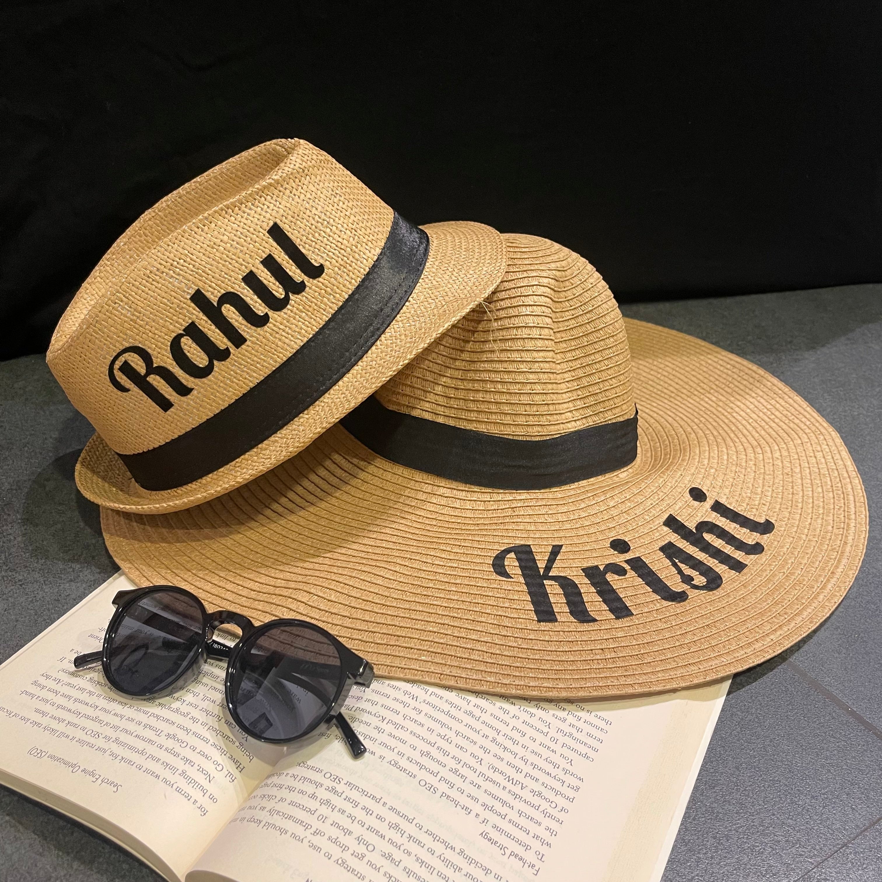 Personalised Beach Hat - Couple - Brown