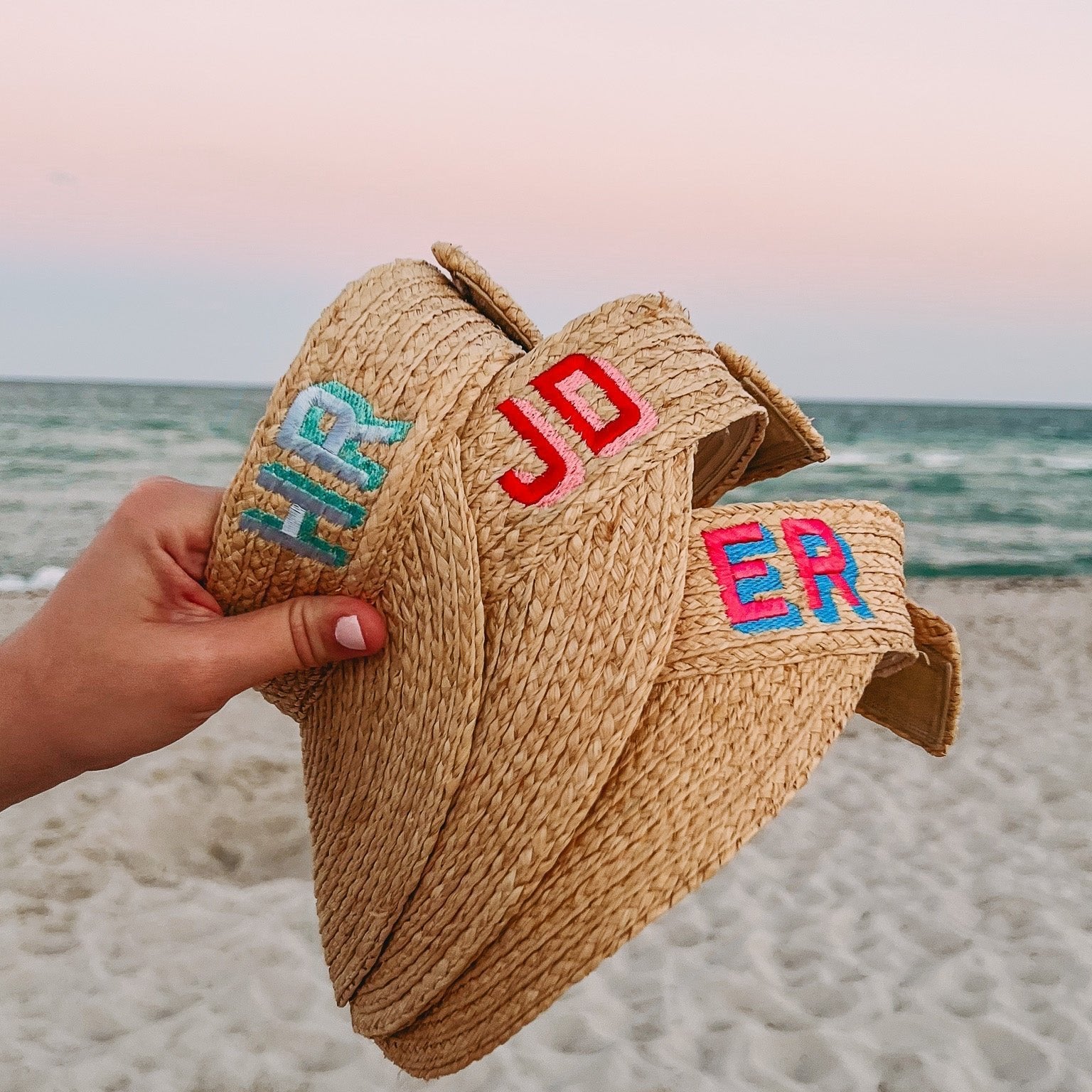 Personalised Natural Straw Visor Hat