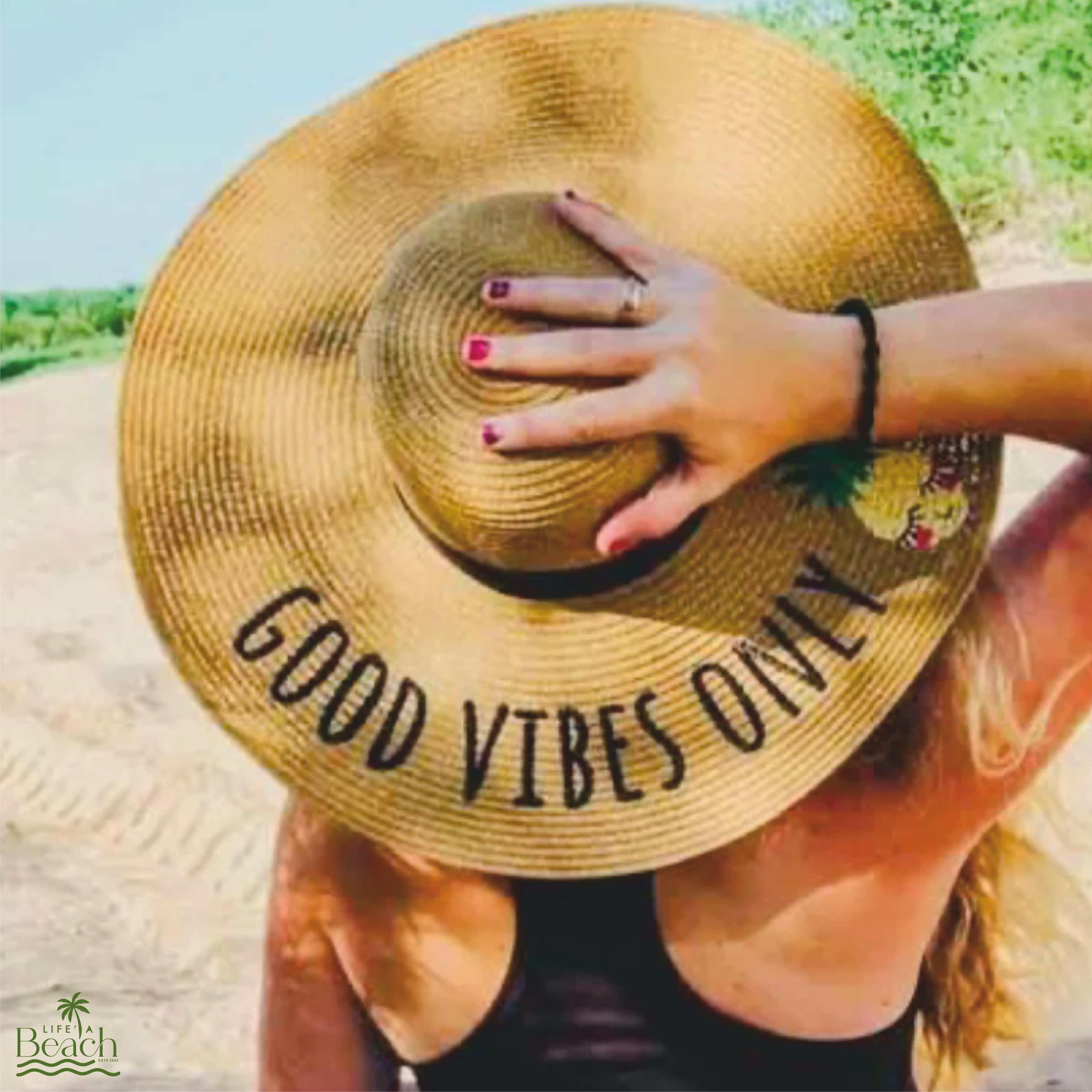 Beach Floppy Hat - Good Vibes Only