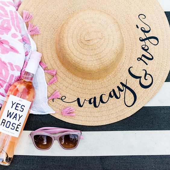 Beach Sun Hat - Vacay & Rosé